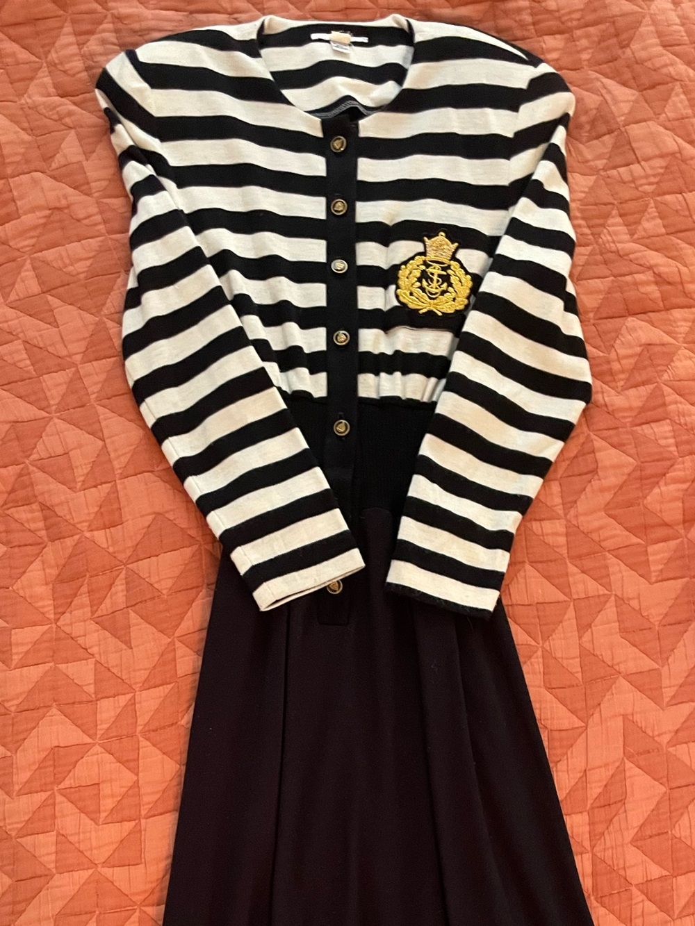 Women’s Vintage S/M Nautical Long Sleeve Dress